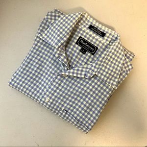 Vintage Burberry Plaid Button Front Short Sleeve Casual Shirt